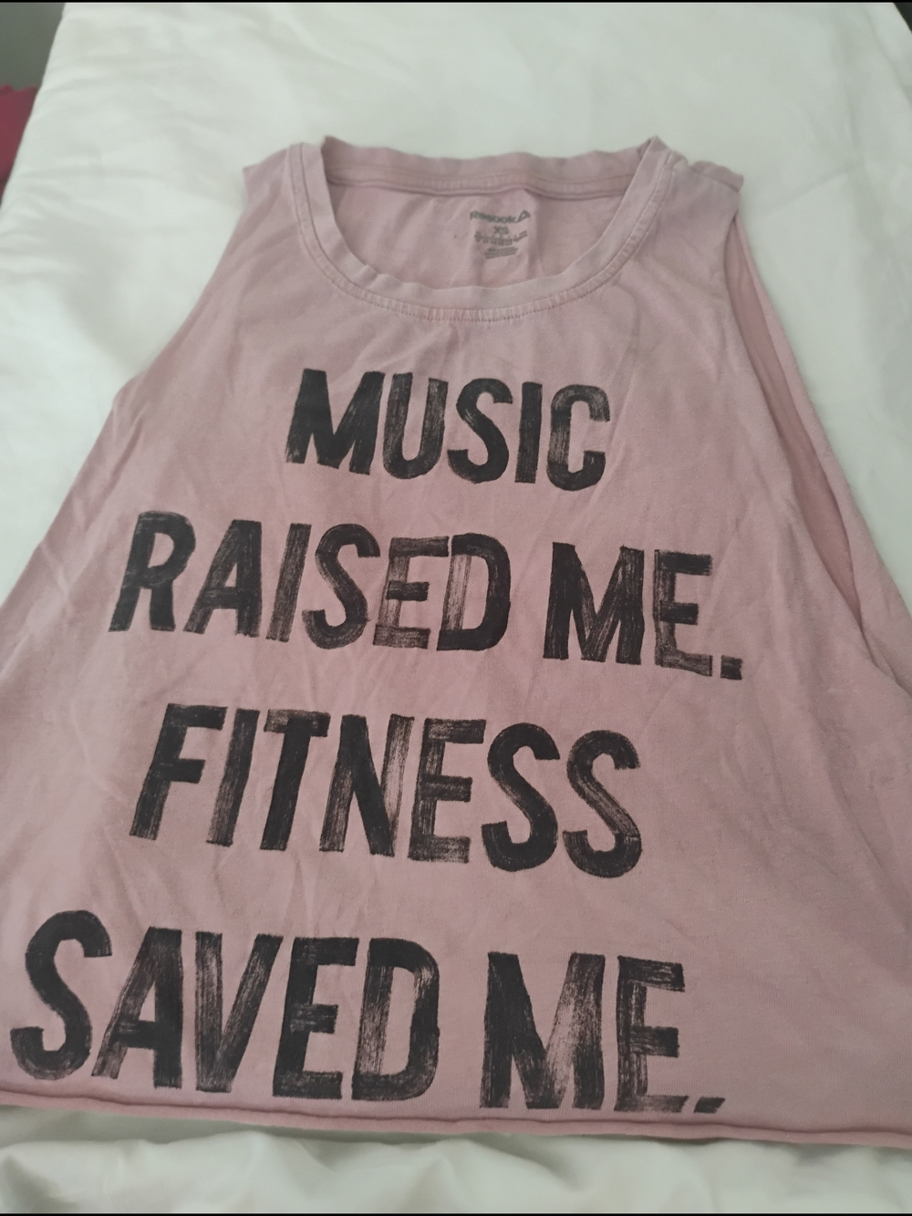 Reebok Pink Graphic Muscle Tank - 'Music Raised Me'
